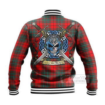 Cheyne Tartan Baseball Jacket with Family Crest Celtic Skull Style - Tartan Vibes Clothing