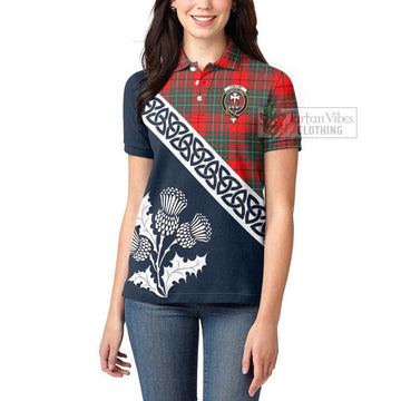 Cheyne Tartan Women's Polo Shirt Featuring Thistle and Scotland Map - Tartanvibesclothing Store