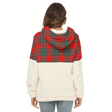 Cheyne Tartan Half Style Women's Borg Fleece Hoodie with Half Zip with Family Crest - Tartan Vibes Clothing