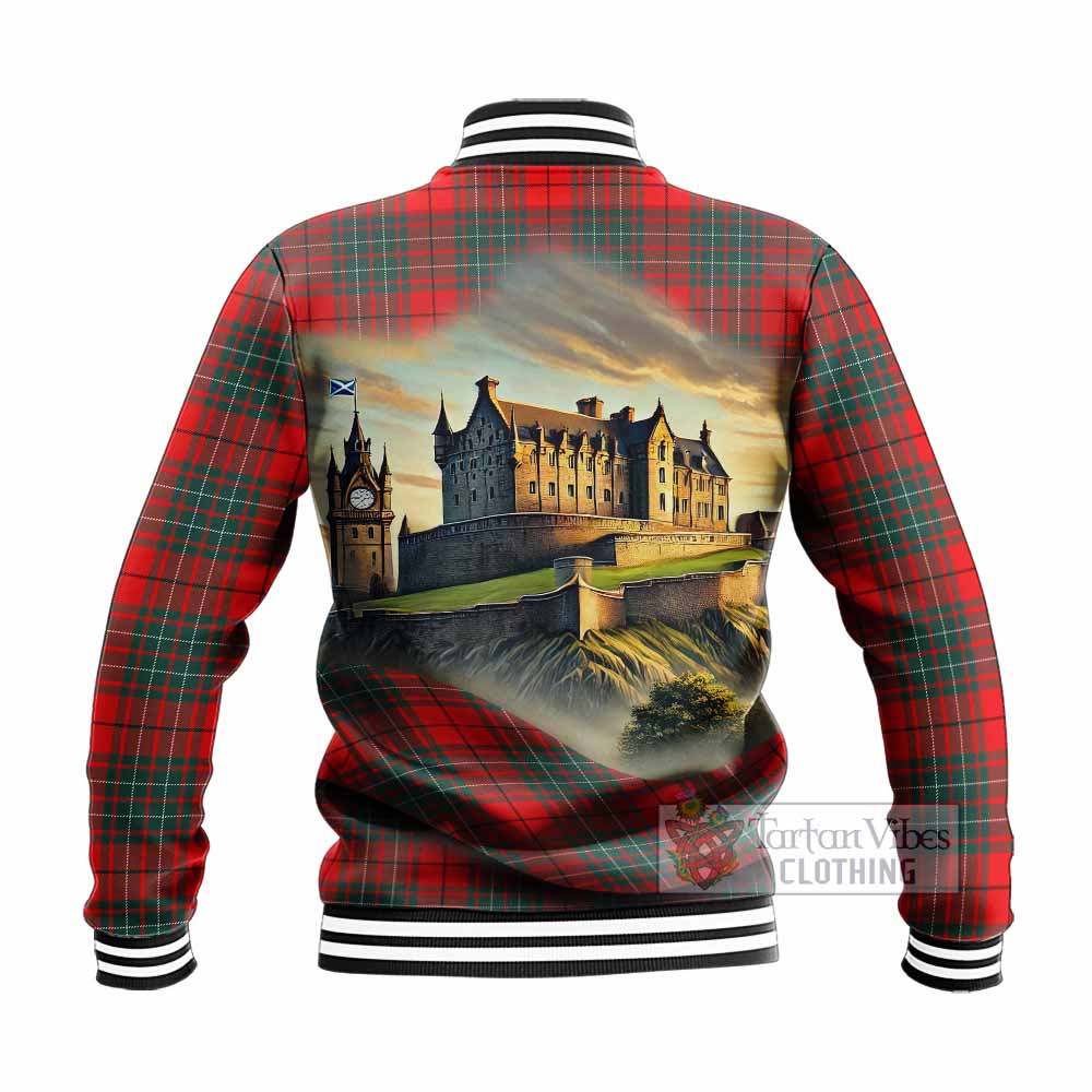 Cheyne Tartan Family Crest Baseball Jacket with Scottish Ancient Castle Style - Tartan Vibes Clothing