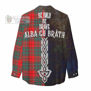 Cheyne Tartan Family Crest Women's Casual Shirt Alba Gu Brath Be Brave Lion Ancient Style - Tartan Vibes Clothing