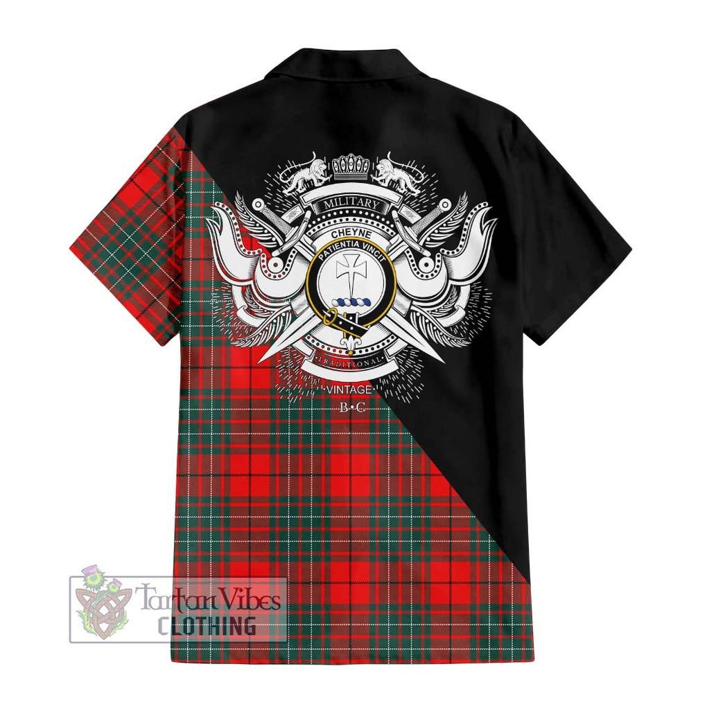 Cheyne Tartan Hawaiian Shirt with Family Crest and Military Logo Style - Tartan Vibes Clothing