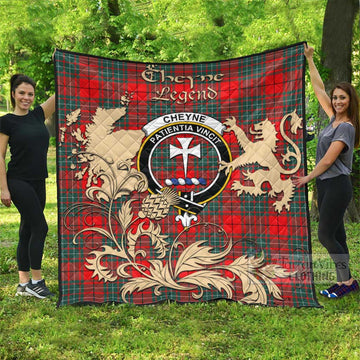 Tartan Vibes Clothing Cheyne Tartan Quilt with Family Crest and Scottish Symbol Style