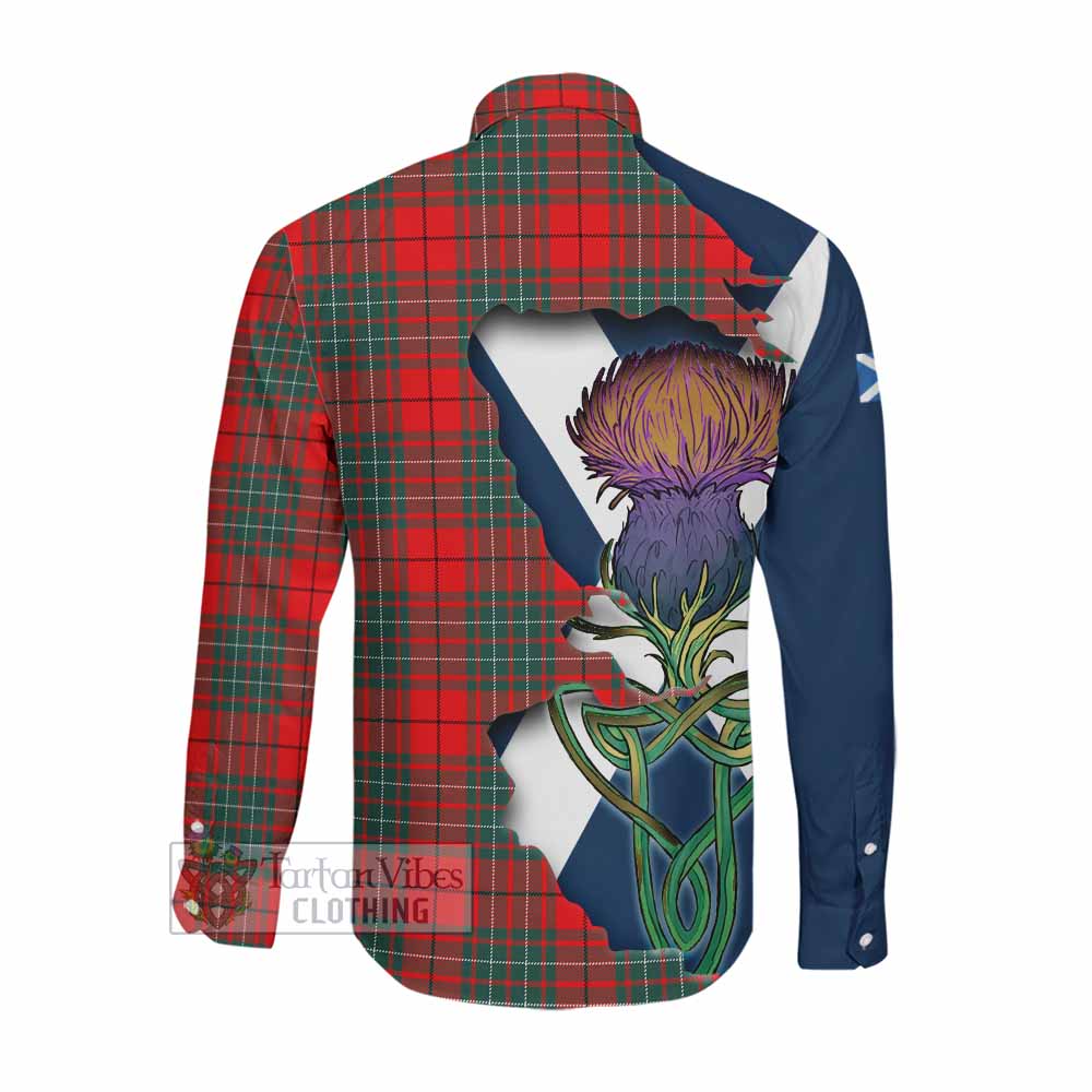 Tartan Vibes Clothing Cheyne Tartan Family Crest Long Sleeve Button Shirt Scottish Thistle Celtic Inspired