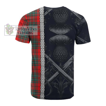Cheyne Tartan Cotton T-shirt with Family Crest Cross Sword Thistle Celtic Vibes - Tartan Vibes Clothing