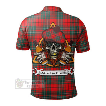Cheyne Tartan Polo Shirt with Family Crest and Bearded Skull Holding Bottles of Whiskey - Tartan Vibes Clothing