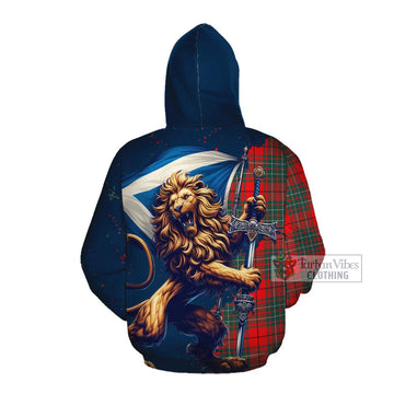 Cheyne Tartan Family Crest Cotton Hoodie with Scottish Majestic Lion Pullover Hoodie - Tartan Vibes Clothing