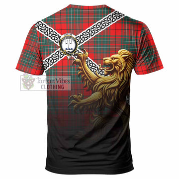 Cheyne Crest Tartan T-Shirt with Golden Lion Emblem Celtic Style - Tartan Vibes Clothing