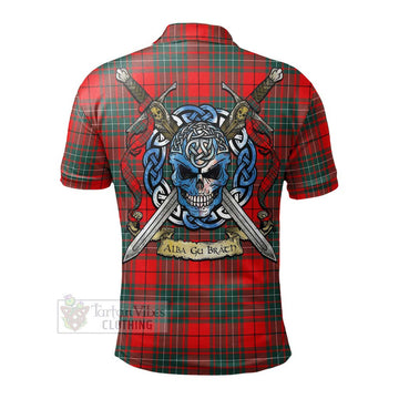 Cheyne Tartan Polo Shirt with Family Crest Celtic Skull Style - Tartan Vibes Clothing