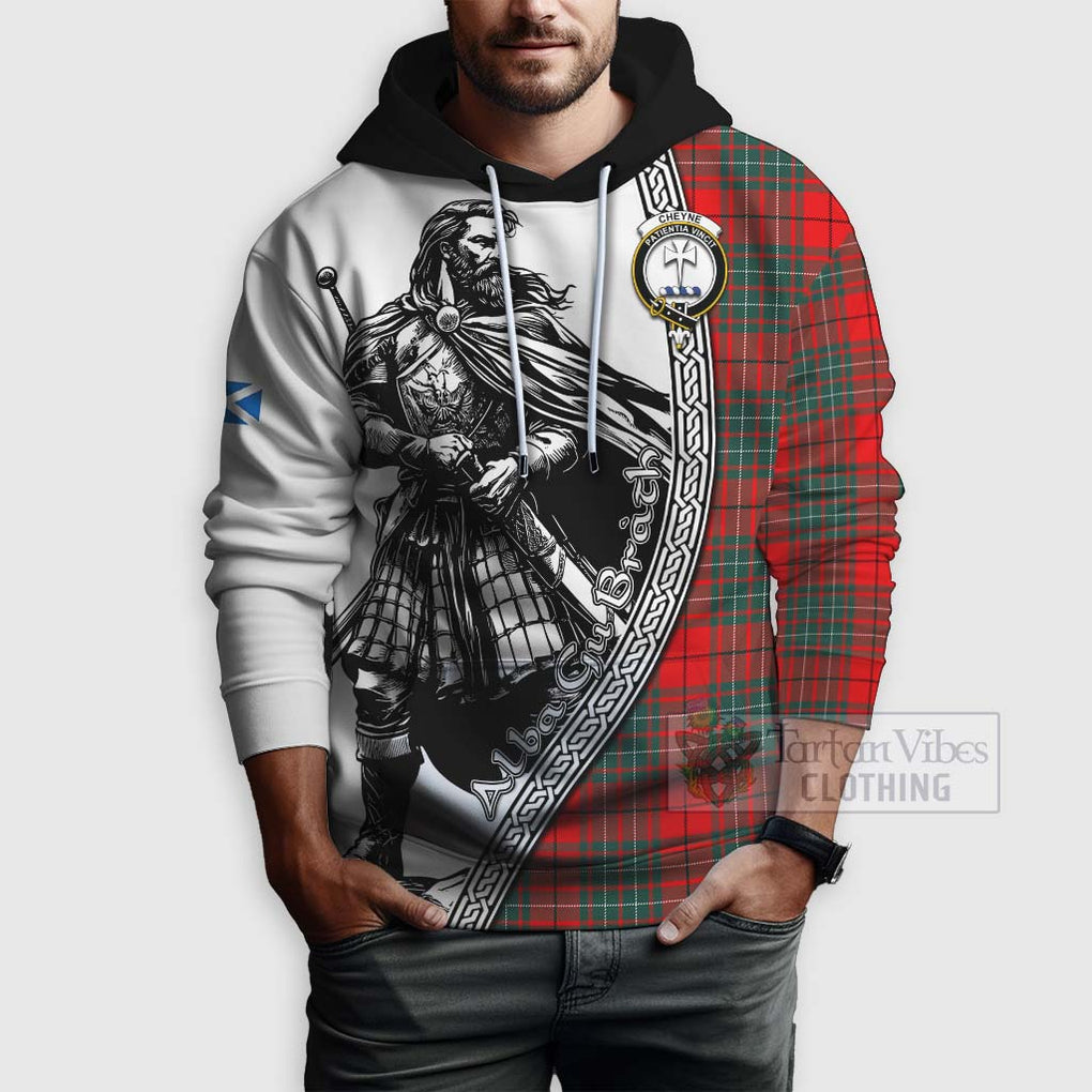Cheyne Tartan Clan Crest Hoodie with Highlander Warrior Celtic Style - Tartan Vibes Clothing