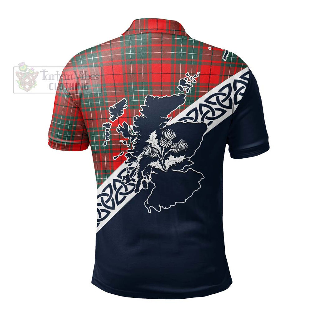 Cheyne Tartan Polo Shirt Featuring Thistle and Scotland Map - Tartanvibesclothing Store