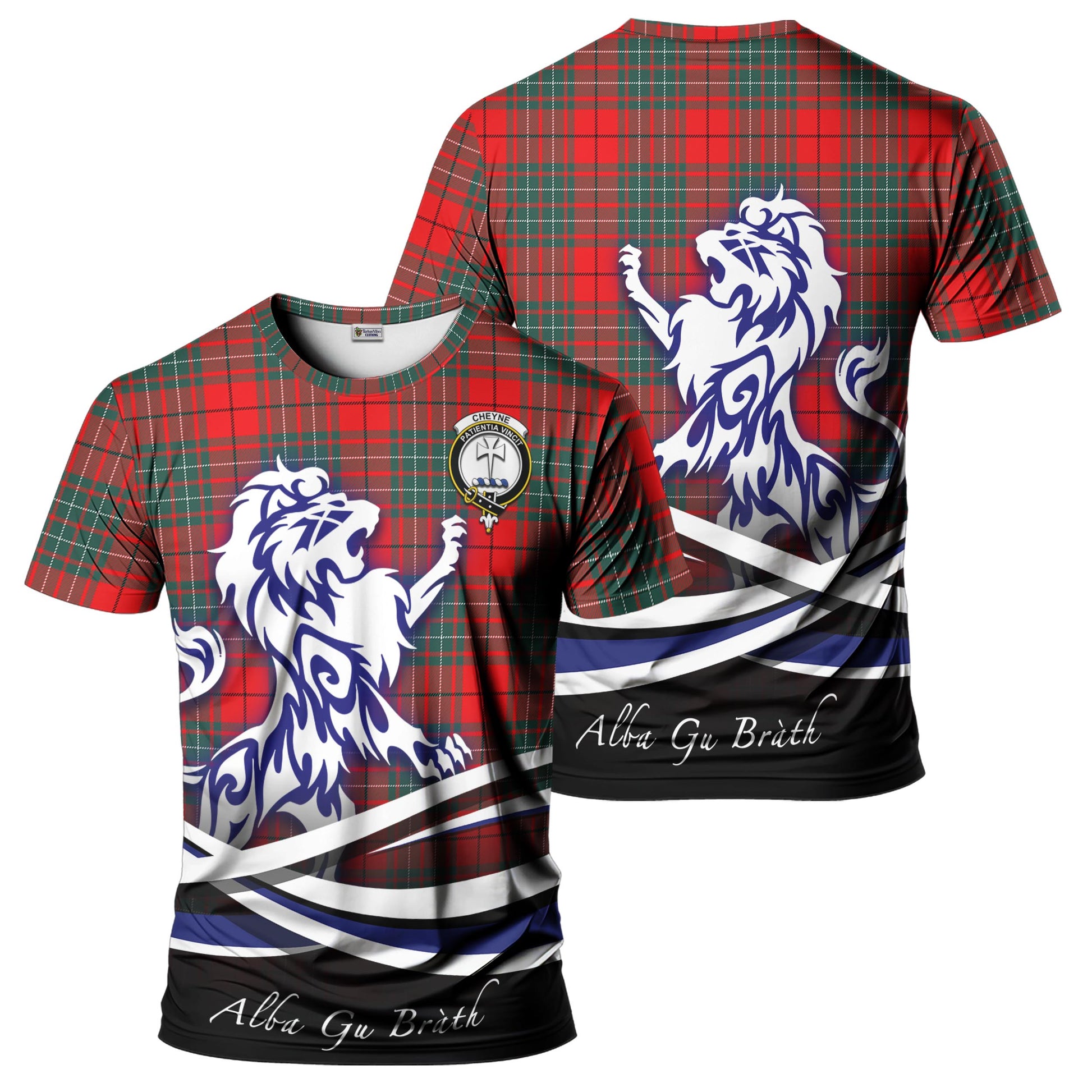 Cheyne Tartan T-Shirt with Alba Gu Brath Regal Lion Emblem - Tartan Vibes Clothing