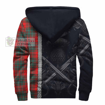 Cheyne Tartan Sherpa Hoodie with Family Crest Cross Sword Thistle Celtic Vibes - Tartan Vibes Clothing