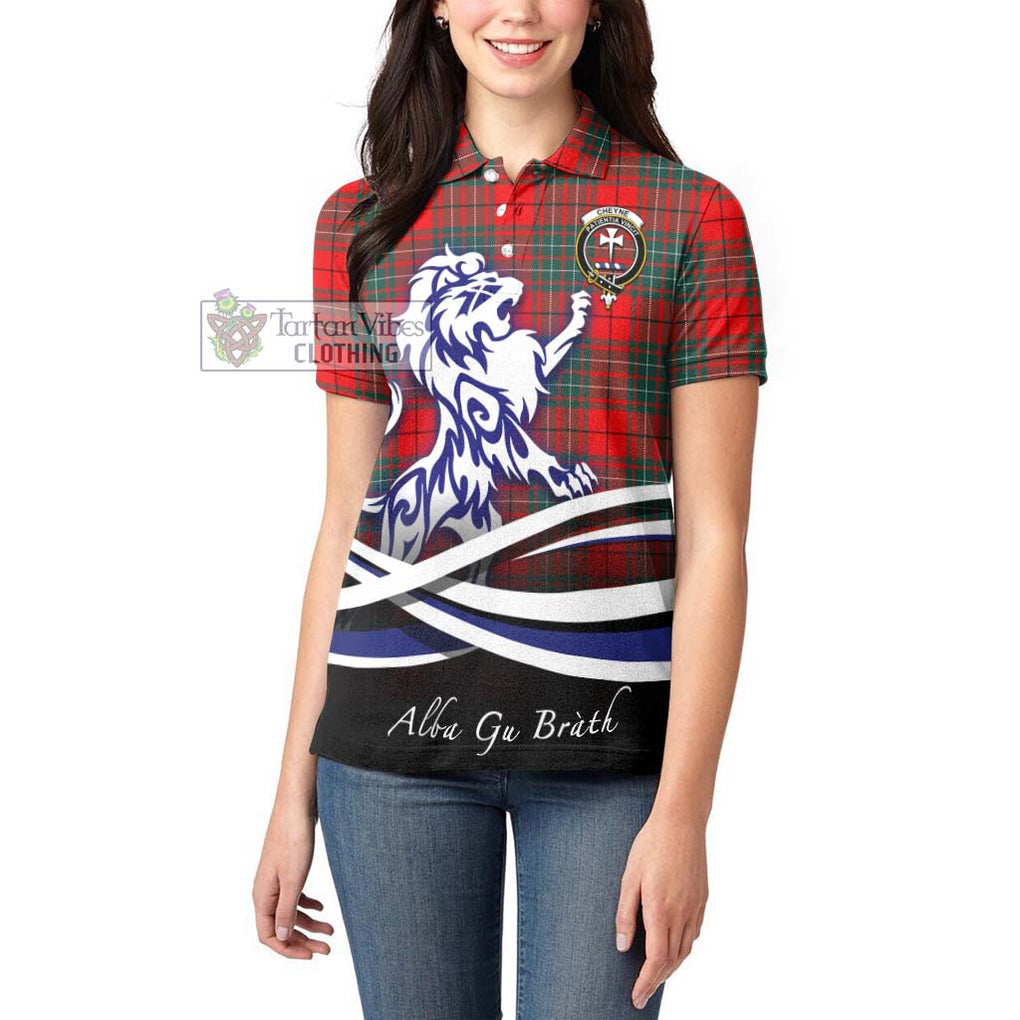 Cheyne Tartan Women's Polo Shirt with Alba Gu Brath Regal Lion Emblem - Tartan Vibes Clothing