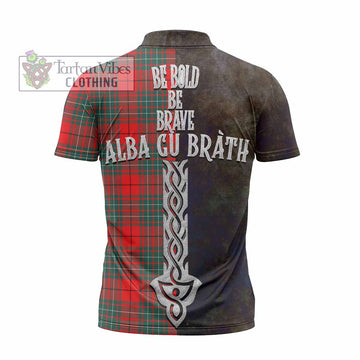 Cheyne Tartan Family Crest Zipper Polo Shirt Alba Gu Brath Be Brave Lion Ancient Style - Tartan Vibes Clothing