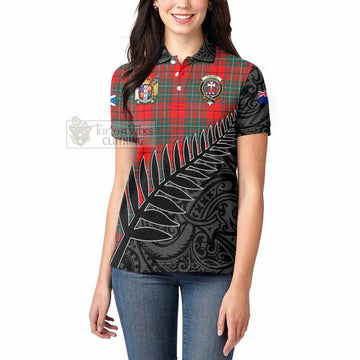 Cheyne Crest Tartan Women's Polo Shirt with New Zealand Silver Fern Half Style - Tartan Vibes Clothing