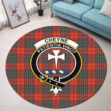 Cheyne Tartan Round Rug with Family Crest - Tartan Vibes Clothing