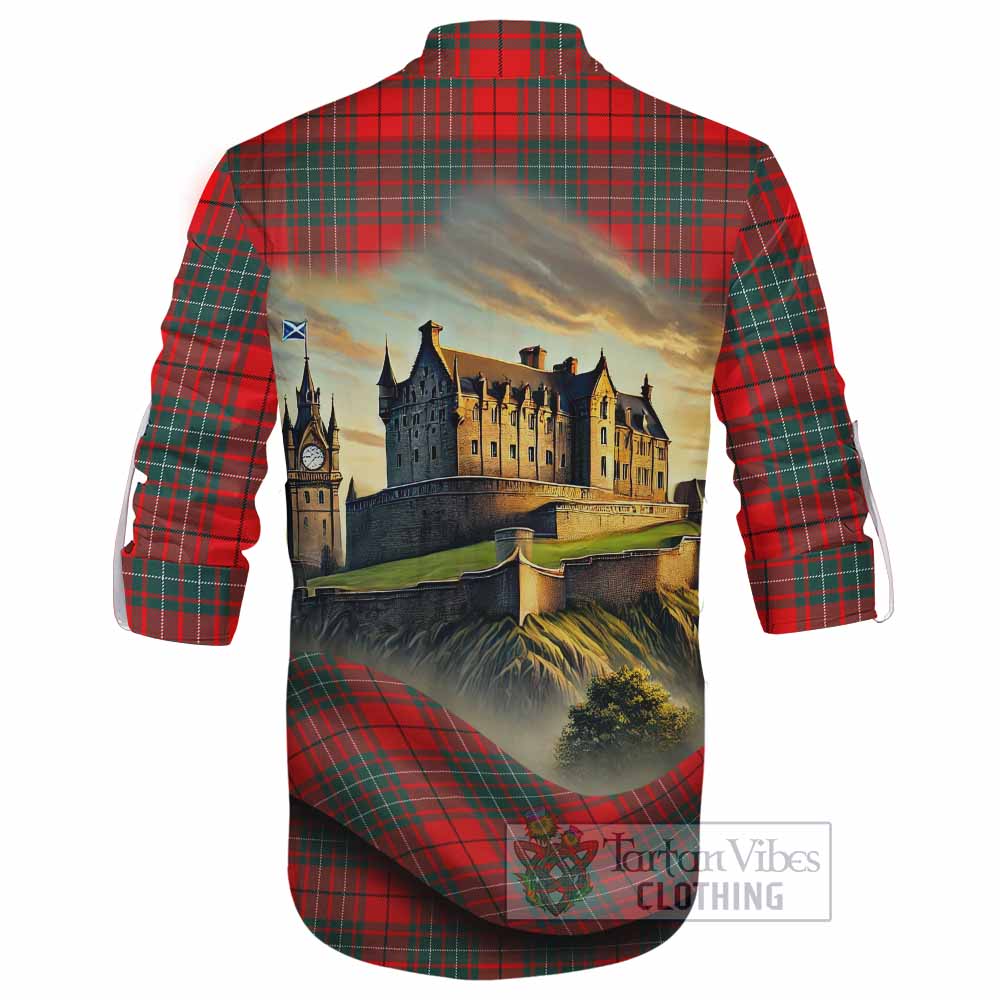 Cheyne Tartan Family Crest Ghillie Kilt Shirt with Scottish Ancient Castle Style - Tartan Vibes Clothing