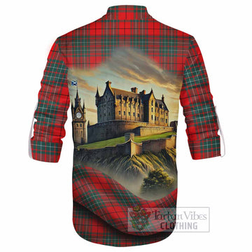 Cheyne Tartan Family Crest Ghillie Kilt Shirt with Scottish Ancient Castle Style - Tartan Vibes Clothing