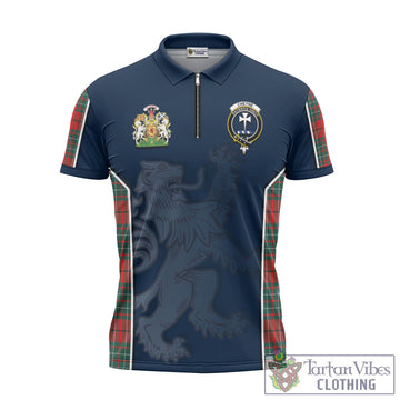 Cheyne Tartan Zipper Polo Shirt with Family Crest and Lion Rampant Vibes Sport Style