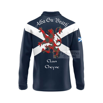 Cheyne Tartan Lion Rampant Long Sleeve Polo Shirt Proudly Display Your Heritage with Alba Gu Brath and Clan Name - Tartan Vibes Clothing