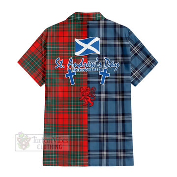 Cheyne Tartan Hawaiian Shirt Happy St. Andrew's Day Half Tartan Style - Tartan Vibes Clothing