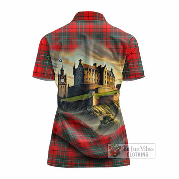 Cheyne Tartan Family Crest Women's Polo Shirt with Scottish Ancient Castle Style - Tartan Vibes Clothing