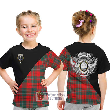 Cheyne Tartan Kid T-Shirt with Family Crest and Military Logo Style - Tartan Vibes Clothing