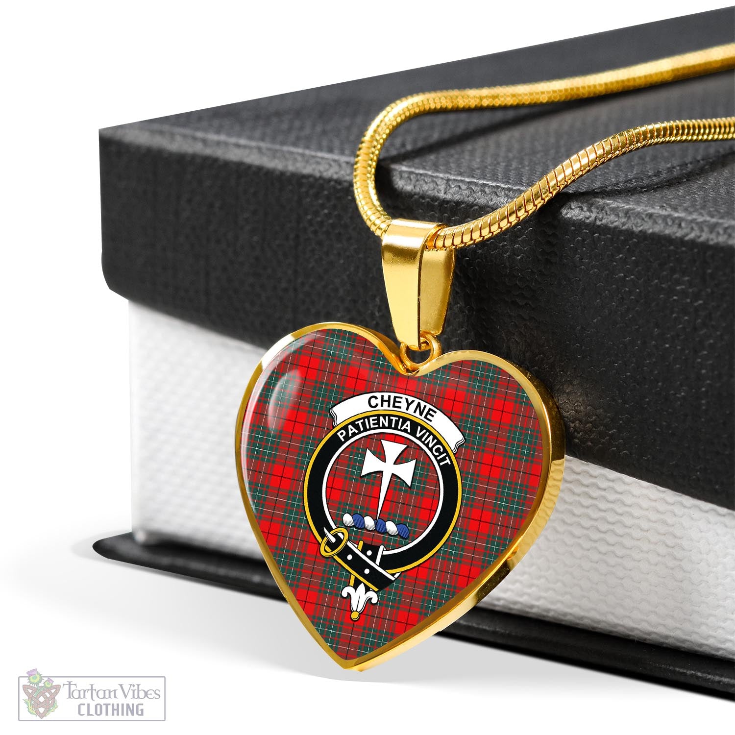 Cheyne Tartan Heart Necklace with Family Crest - Tartan Vibes Clothing