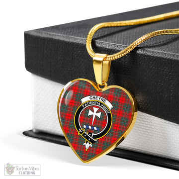 Cheyne Tartan Heart Necklace with Family Crest