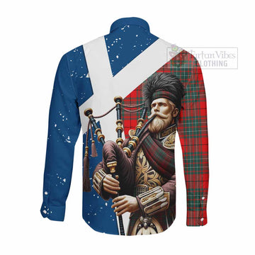 Cheyne Tartan Long Sleeve Button Shirt with Family Crest Scottish Bagpiper Vibes - Tartan Vibes Clothing