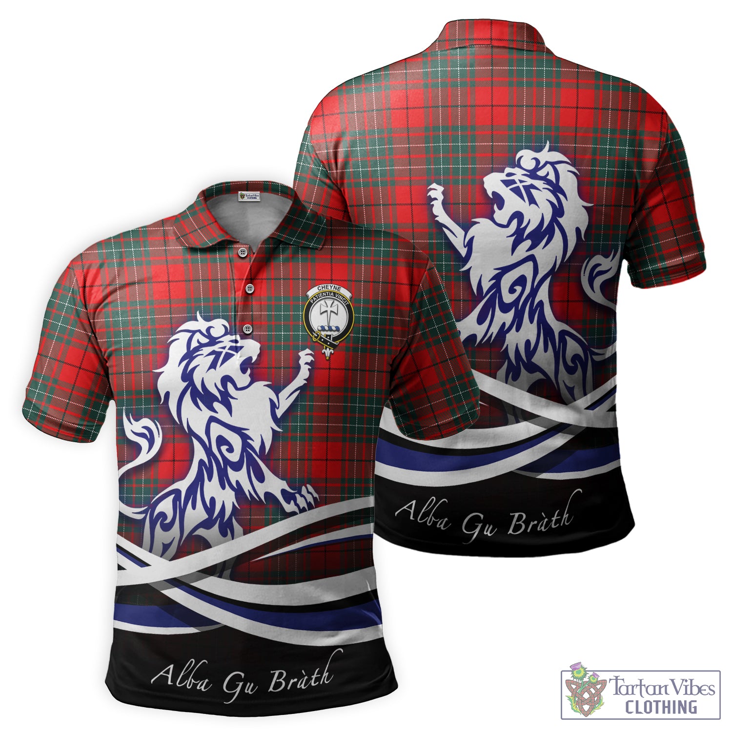 Cheyne Tartan Polo Shirt with Alba Gu Brath Regal Lion Emblem - Tartan Vibes Clothing