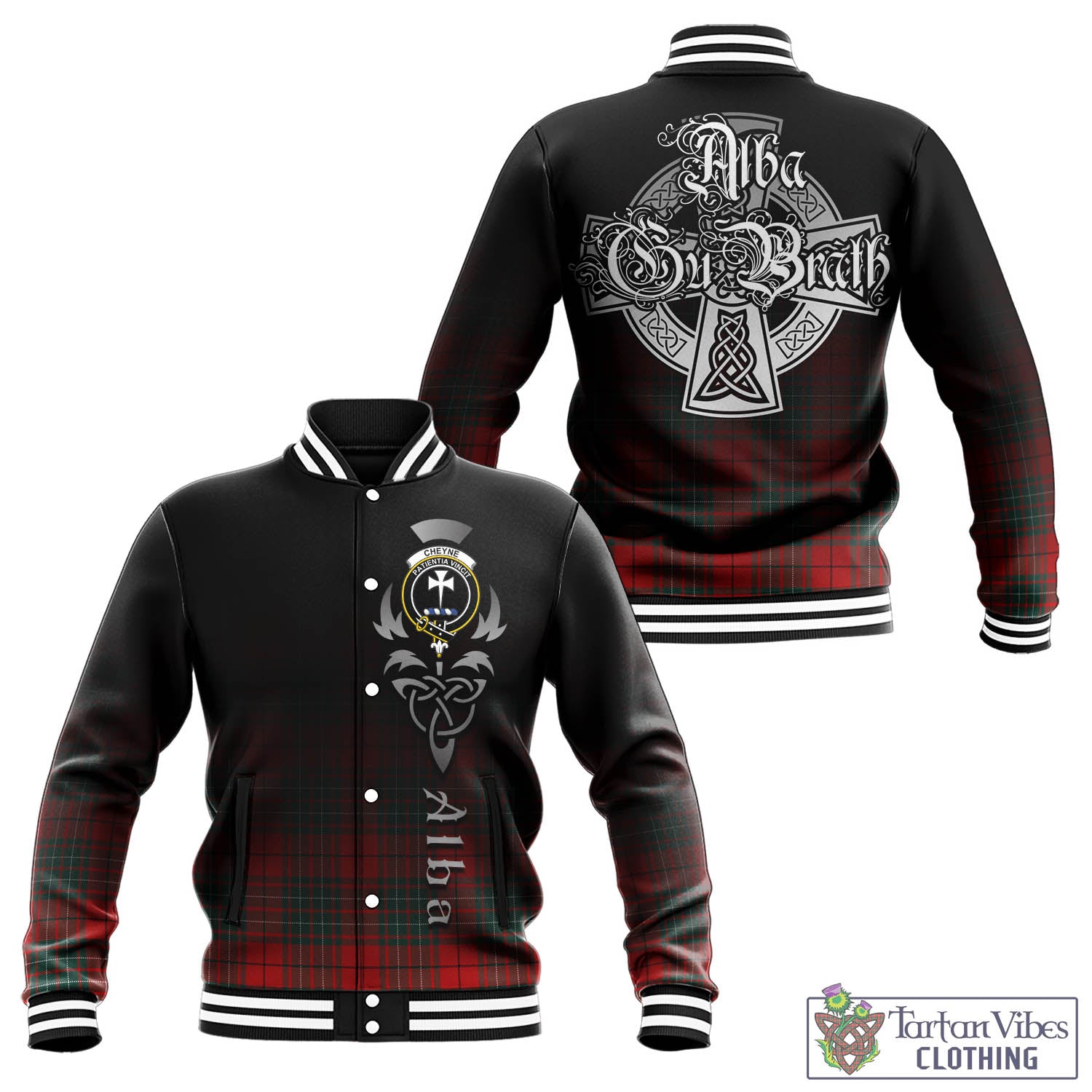 Cheyne Tartan Baseball Jacket Featuring Alba Gu Brath Family Crest Celtic Inspired - Tartan Vibes Clothing