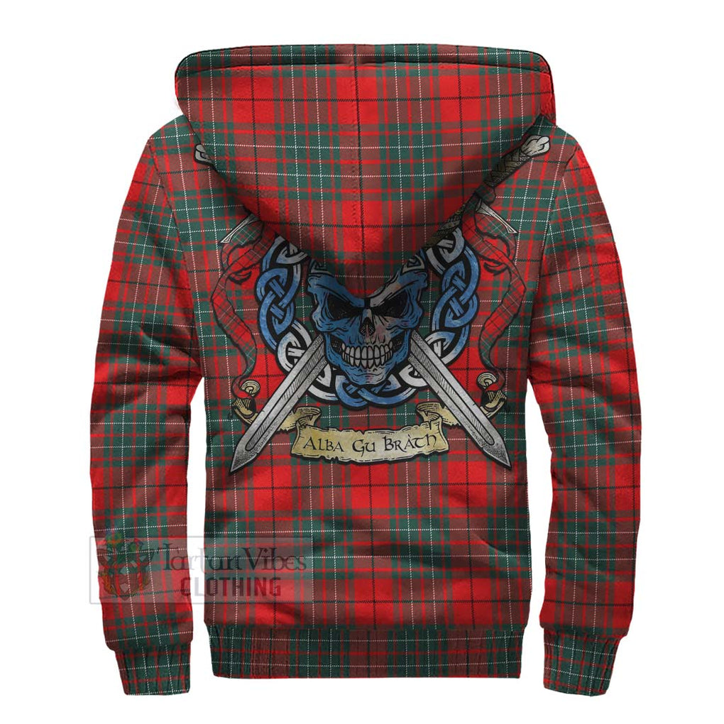 Cheyne Tartan Sherpa Hoodie with Family Crest Celtic Skull Style - Tartan Vibes Clothing