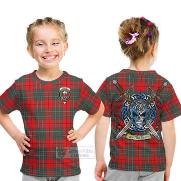 Cheyne Tartan Kid T-Shirt with Family Crest Celtic Skull Style - Tartan Vibes Clothing