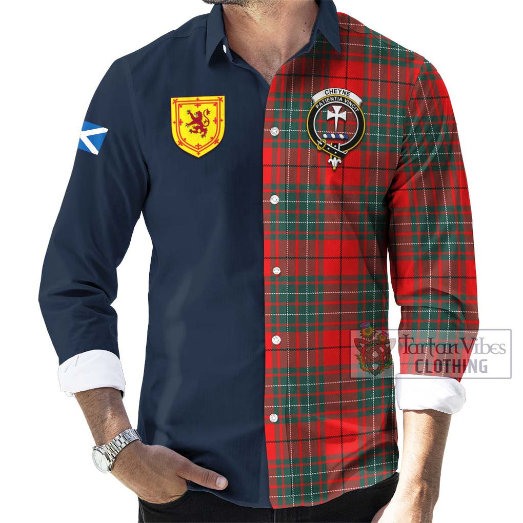 Tartan Vibes Clothing Cheyne Tartan Long Sleeve Button Shirt with Scottish Lion Royal Arm Half Style