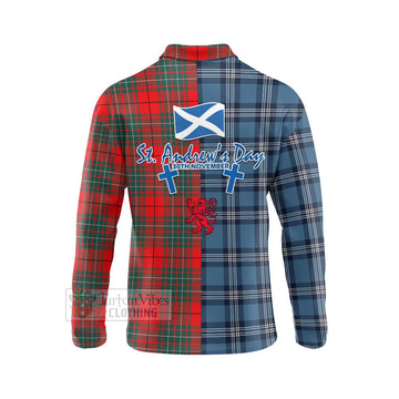 Cheyne Tartan Long Sleeve Polo Shirt Happy St. Andrew's Day Half Tartan Style - Tartan Vibes Clothing