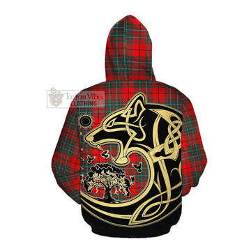 Cheyne Tartan Cotton Hoodie with Family Crest Celtic Wolf Style Pullover Hoodie - Tartan Vibes Clothing