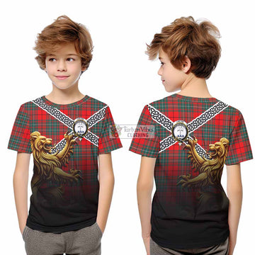 Cheyne Crest Tartan Kid T-Shirt with Golden Lion Emblem Celtic Style - Tartan Vibes Clothing
