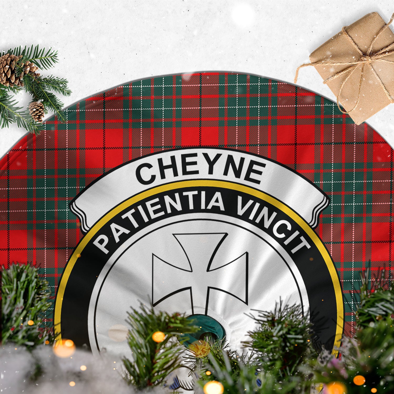 Cheyne Tartan Christmas Tree Skirt with Family Crest - Tartan Vibes Clothing