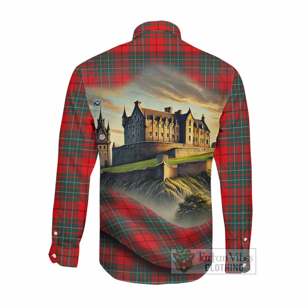 Tartan Vibes Clothing Cheyne Tartan Family Crest Long Sleeve Button Shirt with Scottish Ancient Castle Style