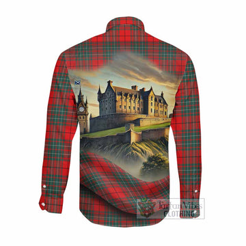 Tartan Vibes Clothing Cheyne Tartan Family Crest Long Sleeve Button Shirt with Scottish Ancient Castle Style