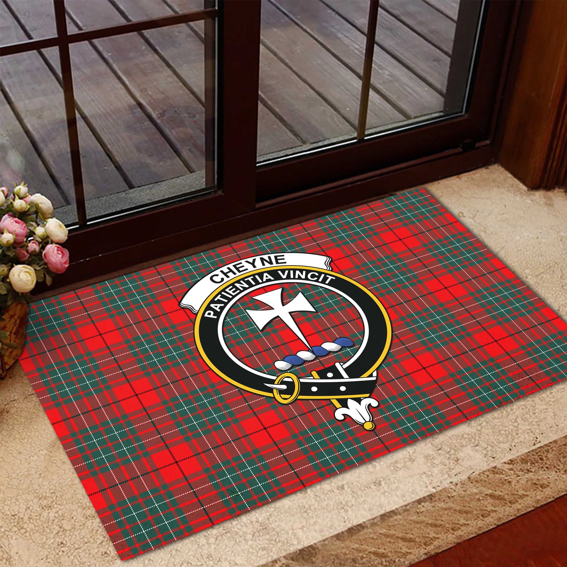 Cheyne Tartan Rubber Doormat with Family Crest - Tartan Vibes Clothing