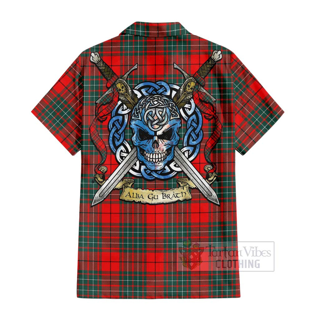 Cheyne Tartan Hawaiian Shirt with Family Crest Celtic Skull Style - Tartan Vibes Clothing