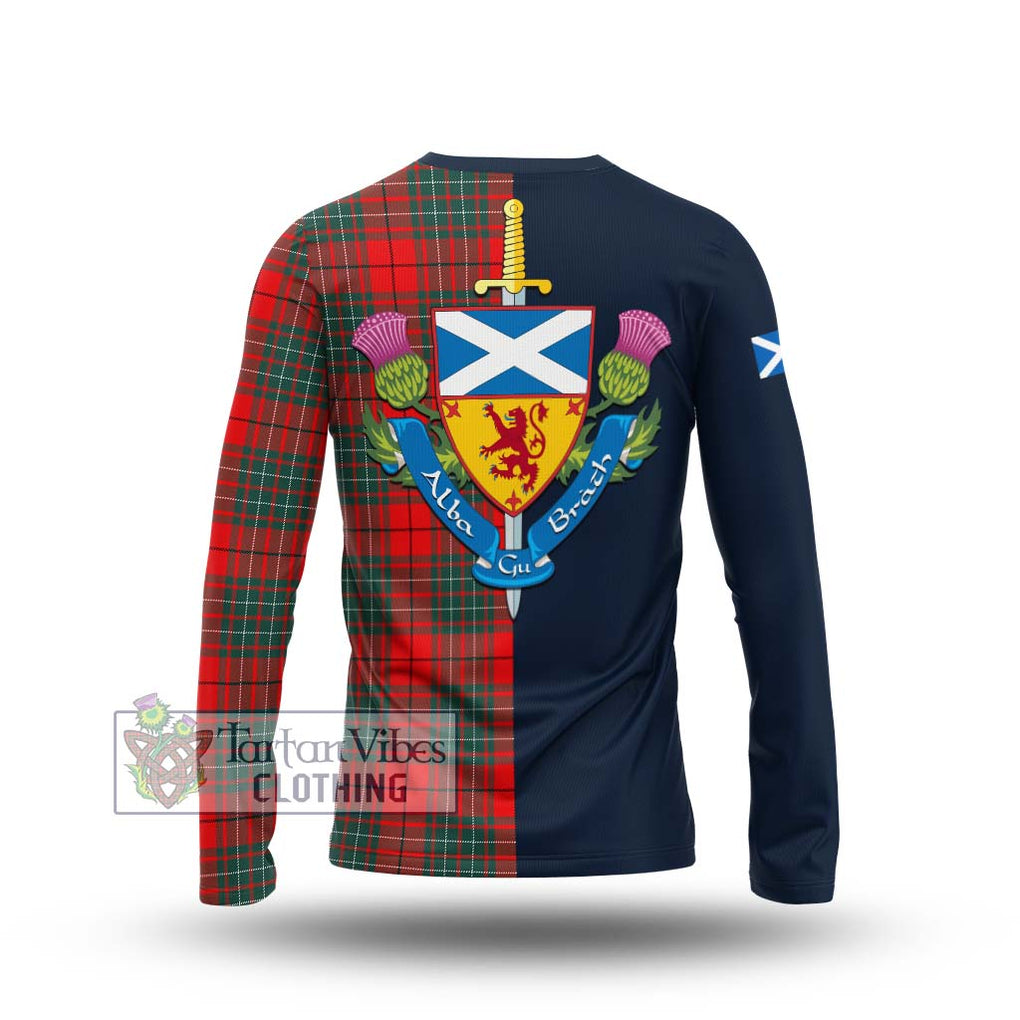 Cheyne Tartan Long Sleeve T-Shirt Alba with Scottish Lion Royal Arm Half Style - Tartan Vibes Clothing