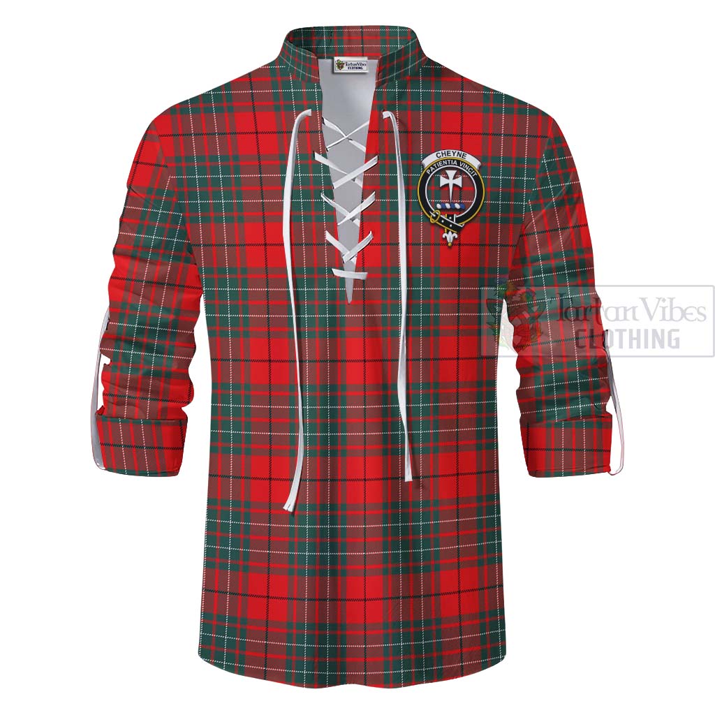 Cheyne Tartan Ghillie Kilt Shirt with Family Crest Celtic Skull Style - Tartan Vibes Clothing