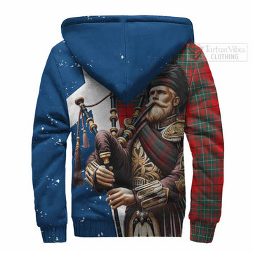 Cheyne Tartan Sherpa Hoodie with Family Crest Scottish Bagpiper Vibes - Tartan Vibes Clothing