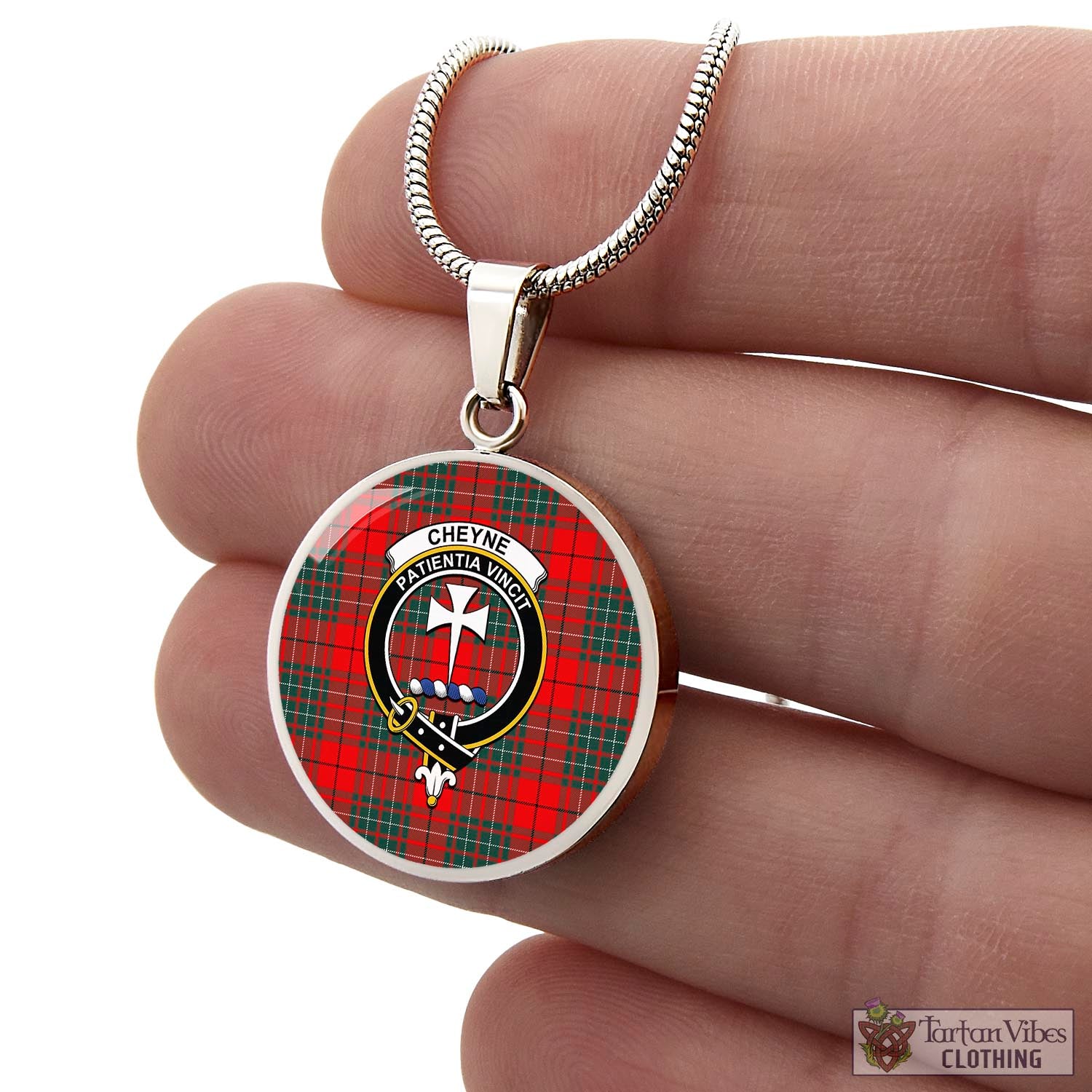 Cheyne Tartan Circle Necklace with Family Crest - Tartan Vibes Clothing