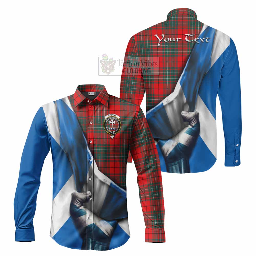 Cheyne Tartan Long Sleeve Button Shirt with Family Crest Scotland Patriotic Style - Tartan Vibes Clothing