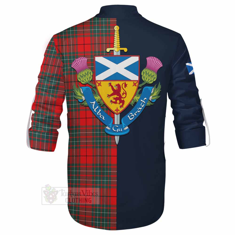 Cheyne Tartan Ghillie Kilt Shirt Alba with Scottish Lion Royal Arm Half Style - Tartan Vibes Clothing